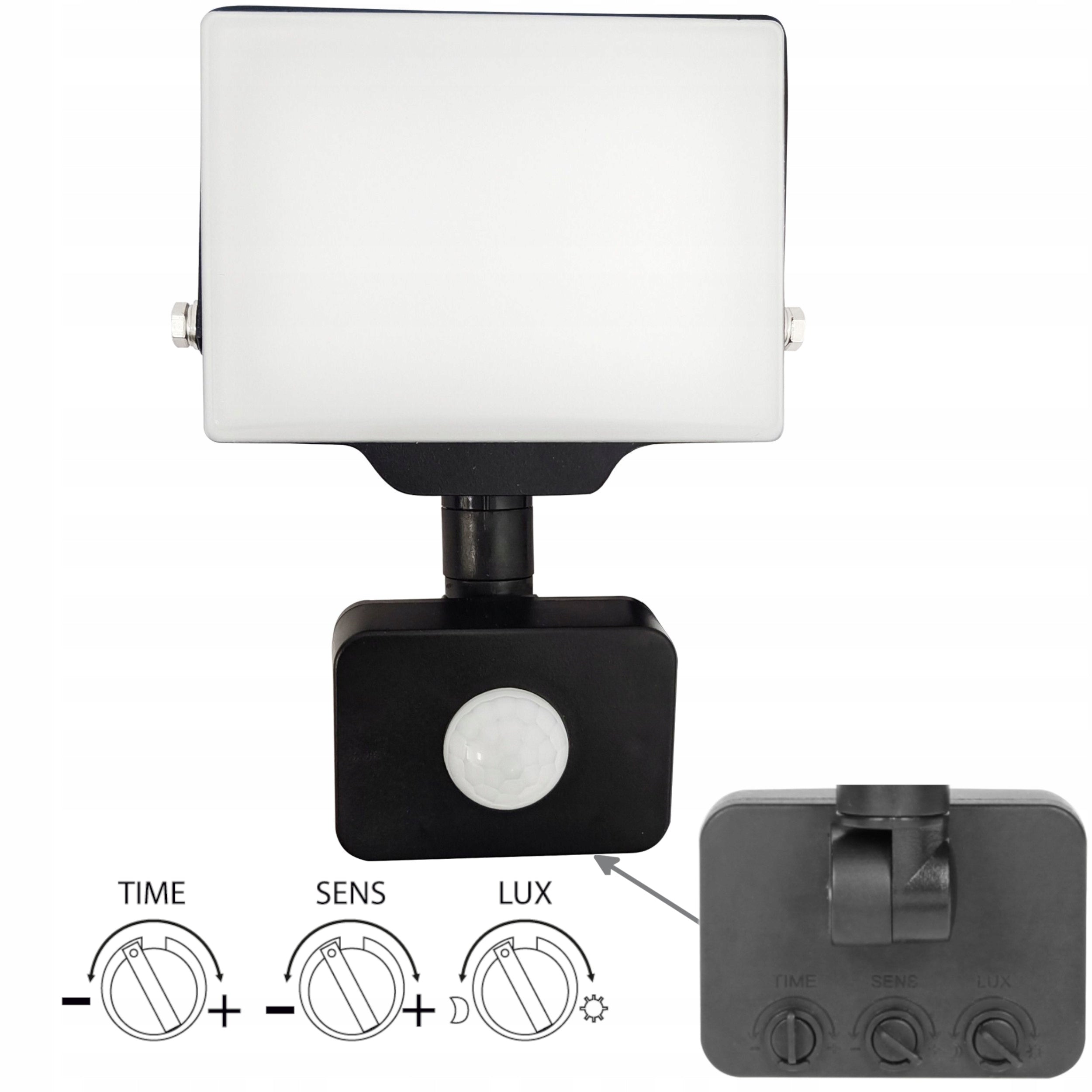 LED floodlight Adviti 20W black with motion sensor IP44 1600 lm 4000 K Brand Adviti