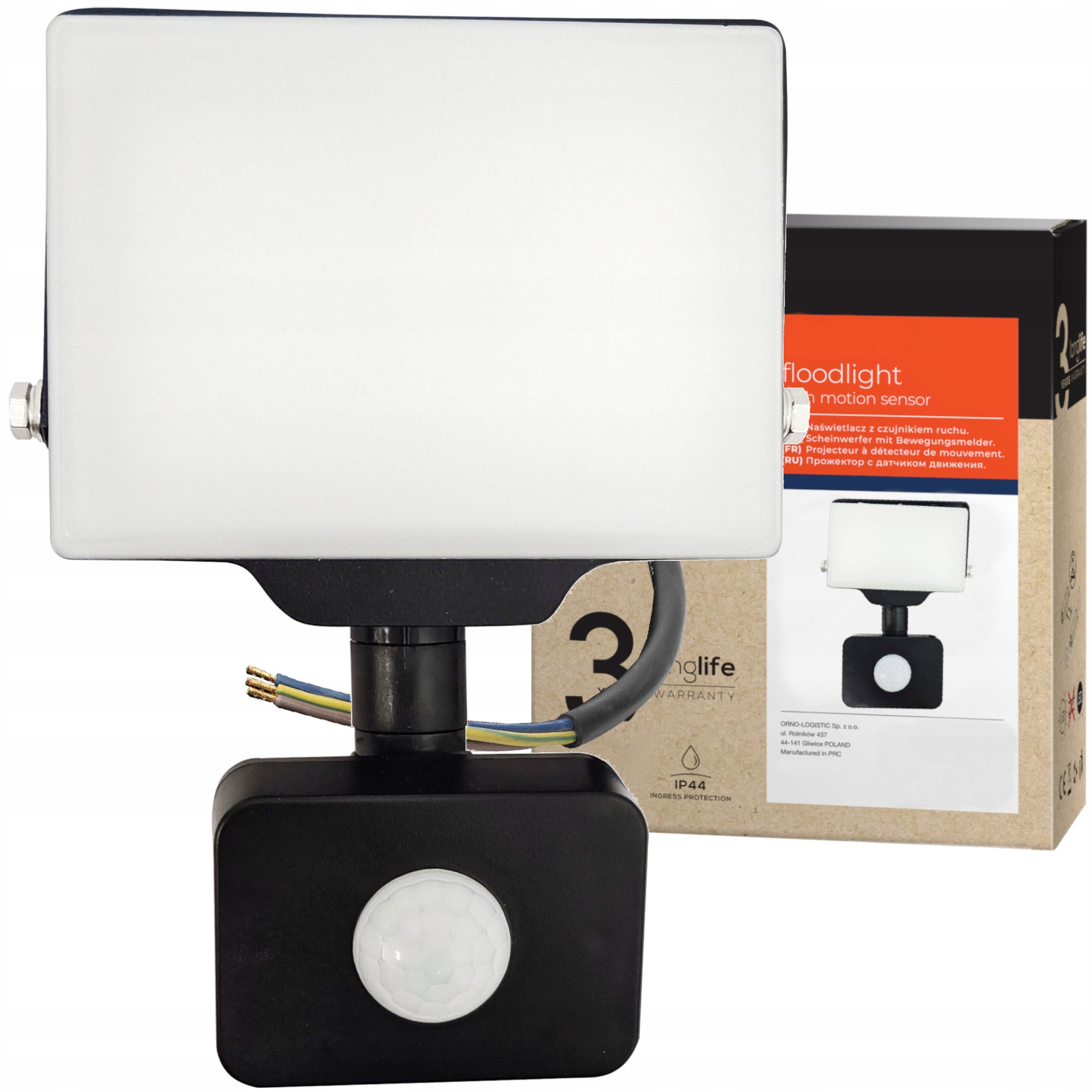 LED floodlight Adviti 20W black with motion sensor IP44 1600 lm 4000 K Manufacturer code OR-NL-6463BLR4