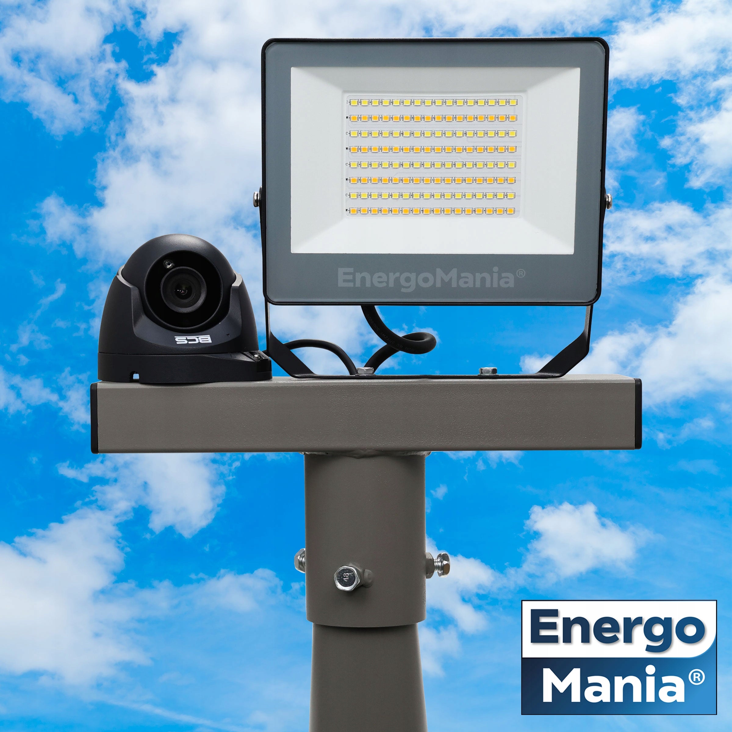 LED floodlight mounting bracket TopGrip mount T pole mast black Brand EnergoMania