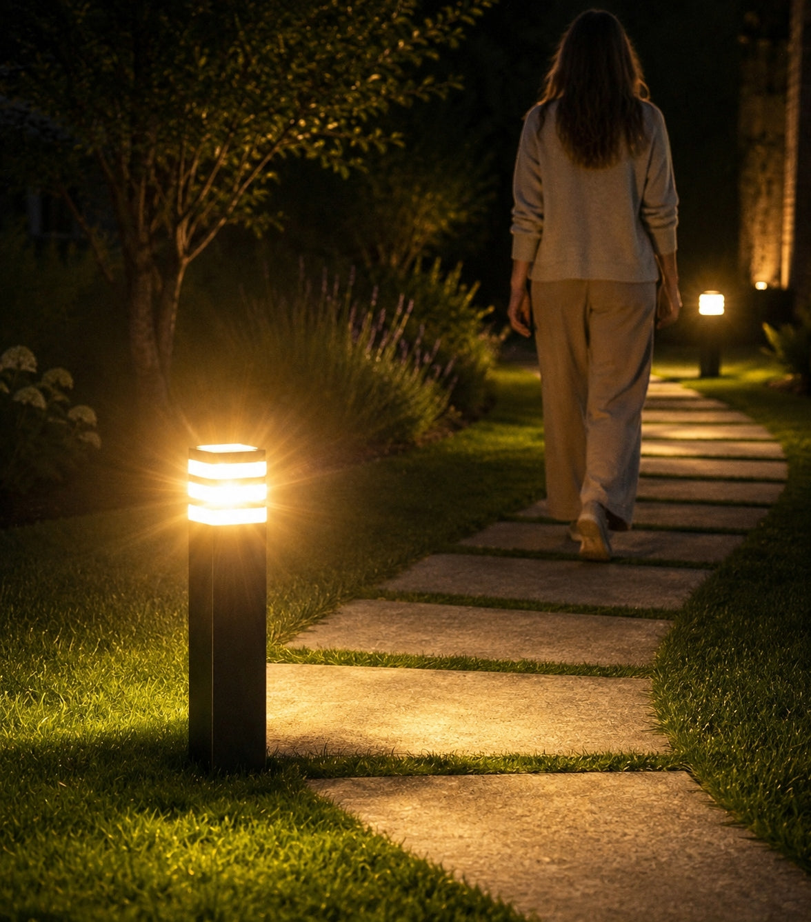 LED garden lamp E27 Garden pole 60cm + PIR motion and twilight sensor Brand SuperLED