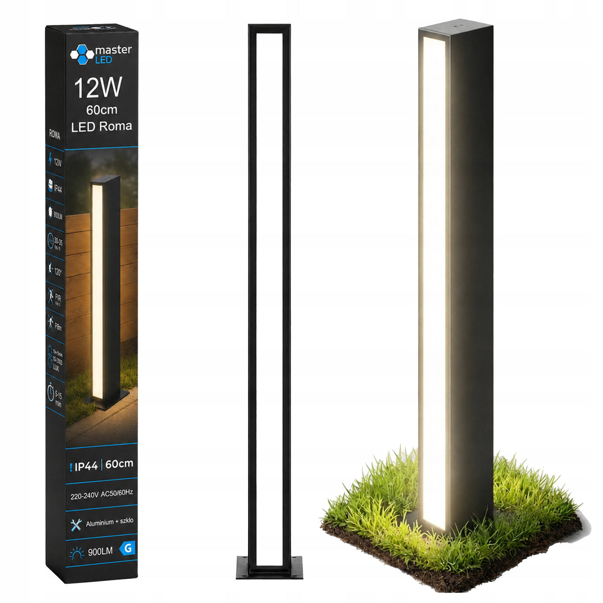 LED garden lamp standing post 60cm outdoor 4000K black