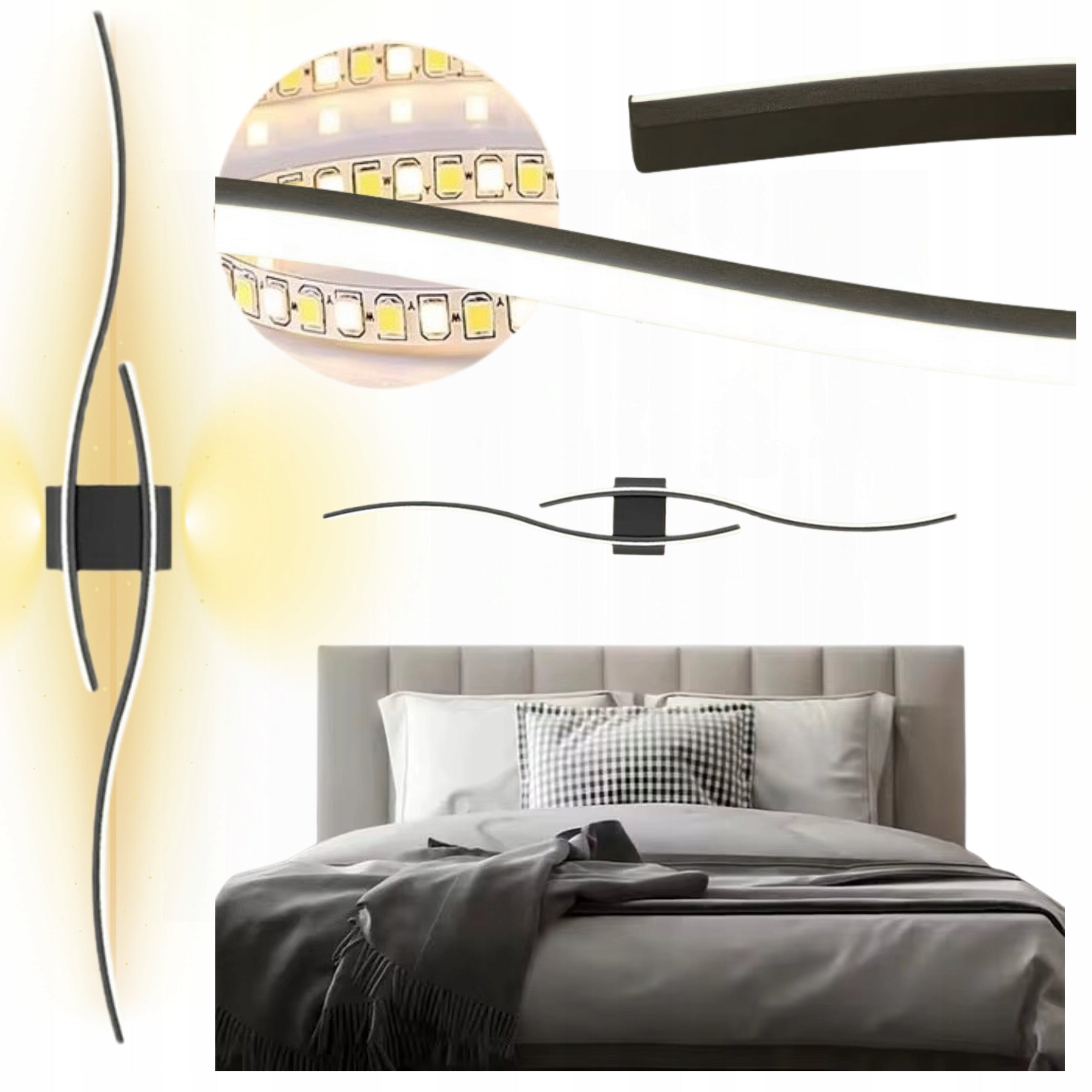LED linear wall lamp black 60cm wall lamp modern above the bed living room Packaging status original