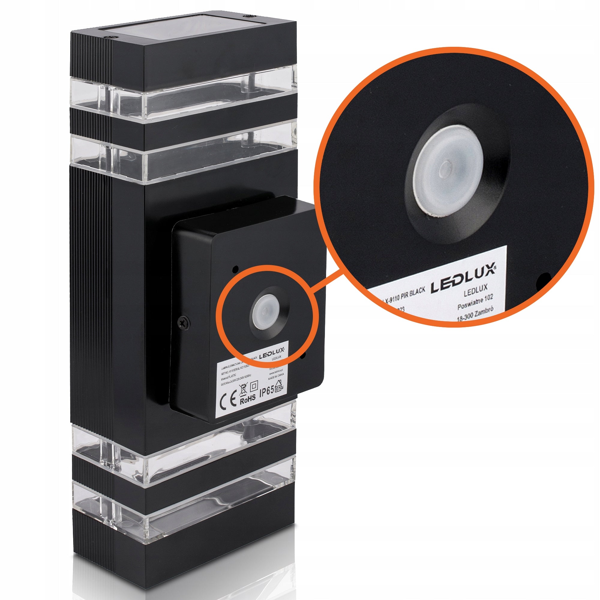 LED outdoor facade lamp, garden wall lamp, motion and twilight sensor Manufacturer code Lampa elewacyjna LX-9112 PIR