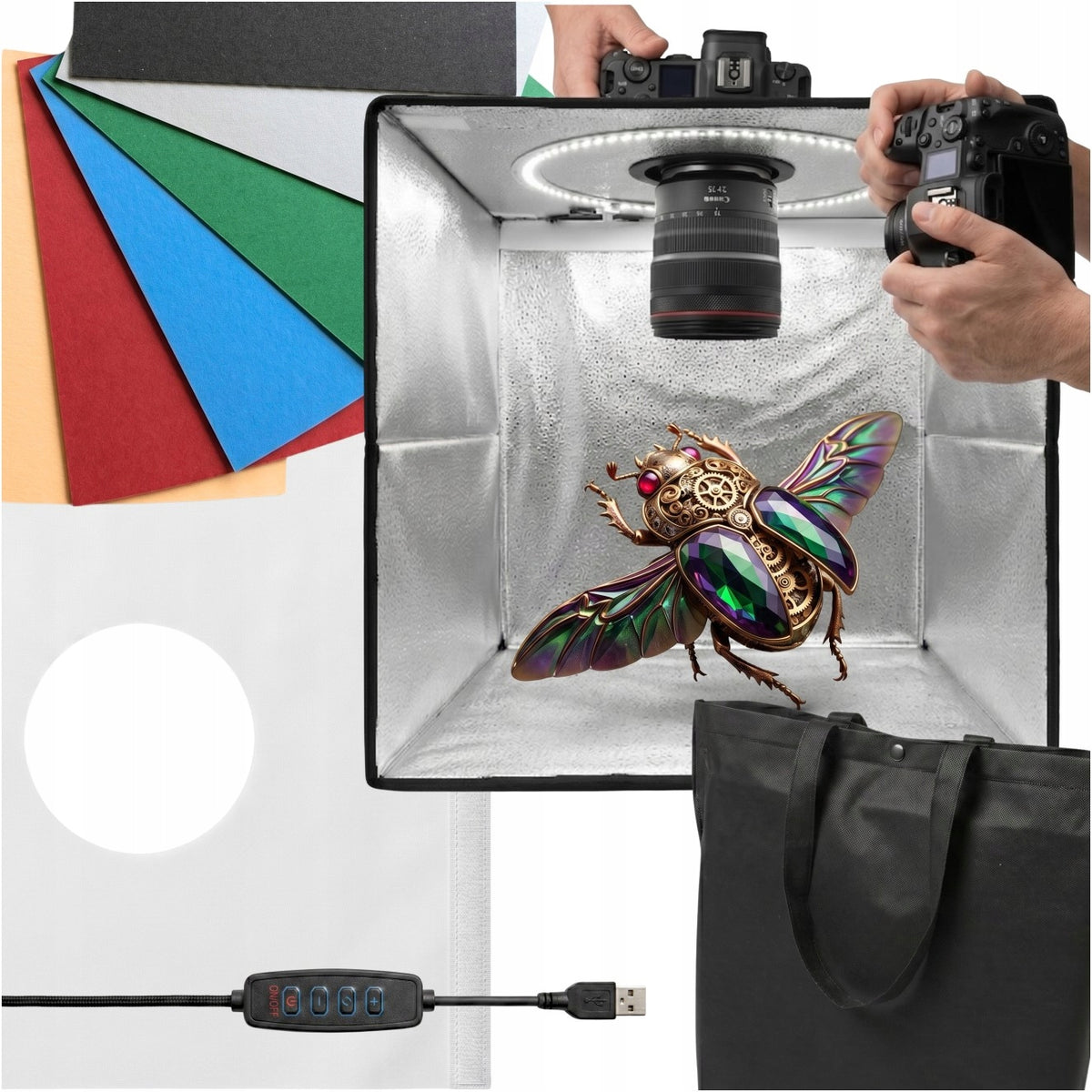 LED photo shadowless tent 40 cm for box studio product photos