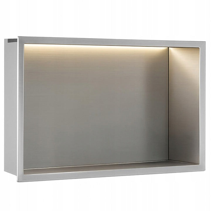 LED recessed shelf 30x45 chrome bathroom flush mount with flange Rea Furniture height 30 cm