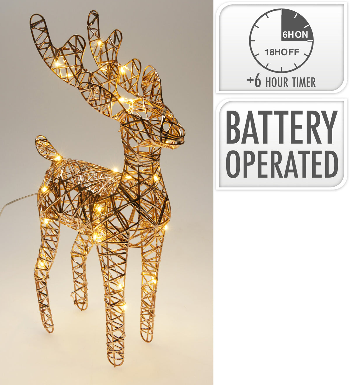 LED reindeer 34 cm champagne - Christmas decoration figurine 25 LED lights Manufacturer code renifer swiecacy ozdoba dekoracja