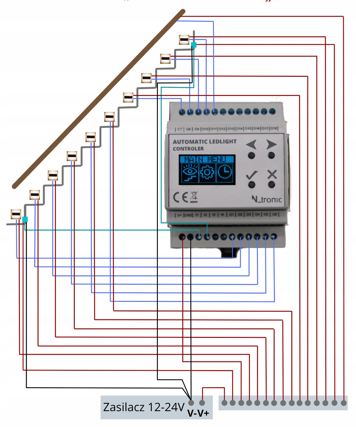 LED stair controller with two motion detectors. Brand Ntronic