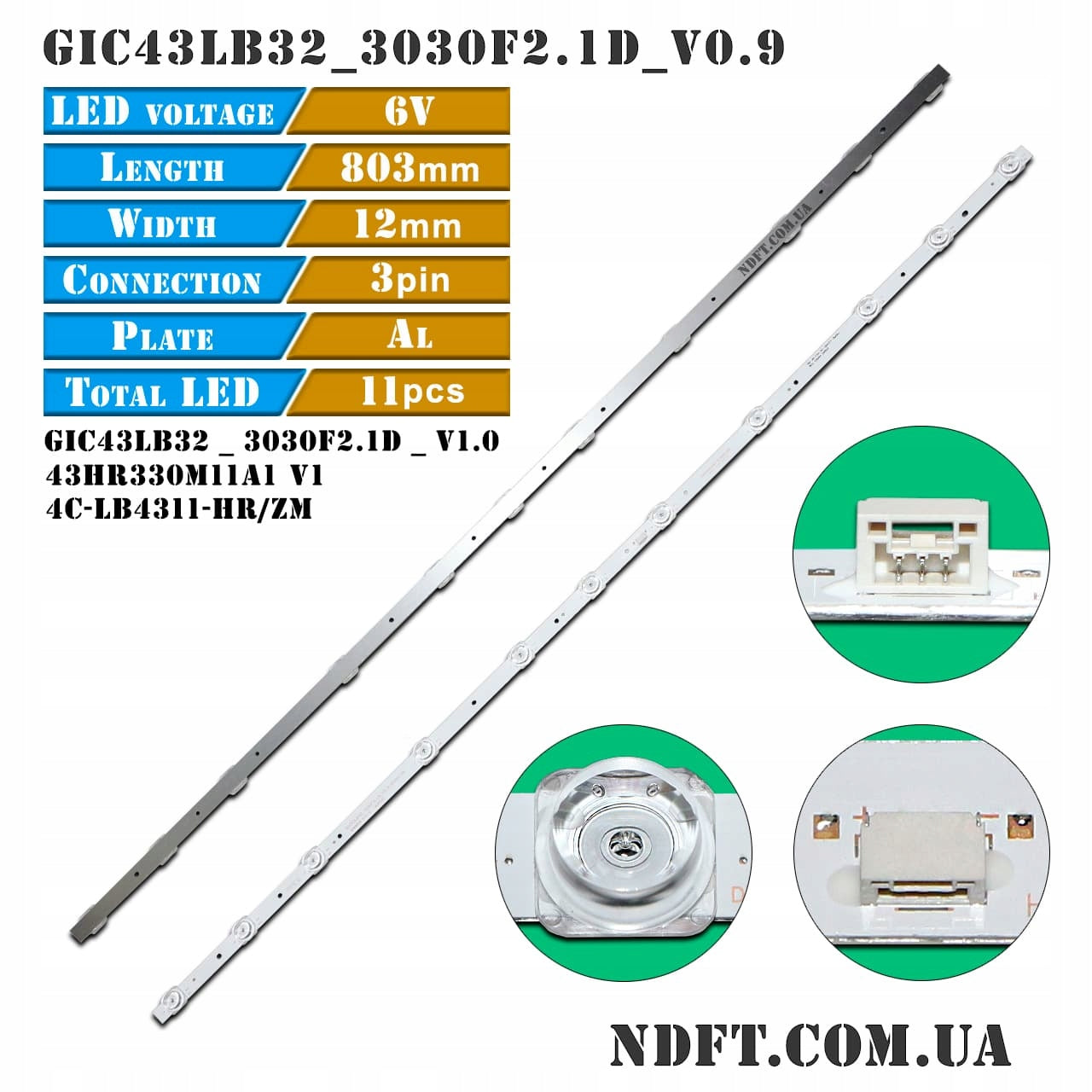 LED strips Thomson GIC43LB32_3030F2.1D_V0.9 43UD6406 43UV6006 43UD6306 Manufacturer code GIC43LB32_3030F2.1D_V0.9