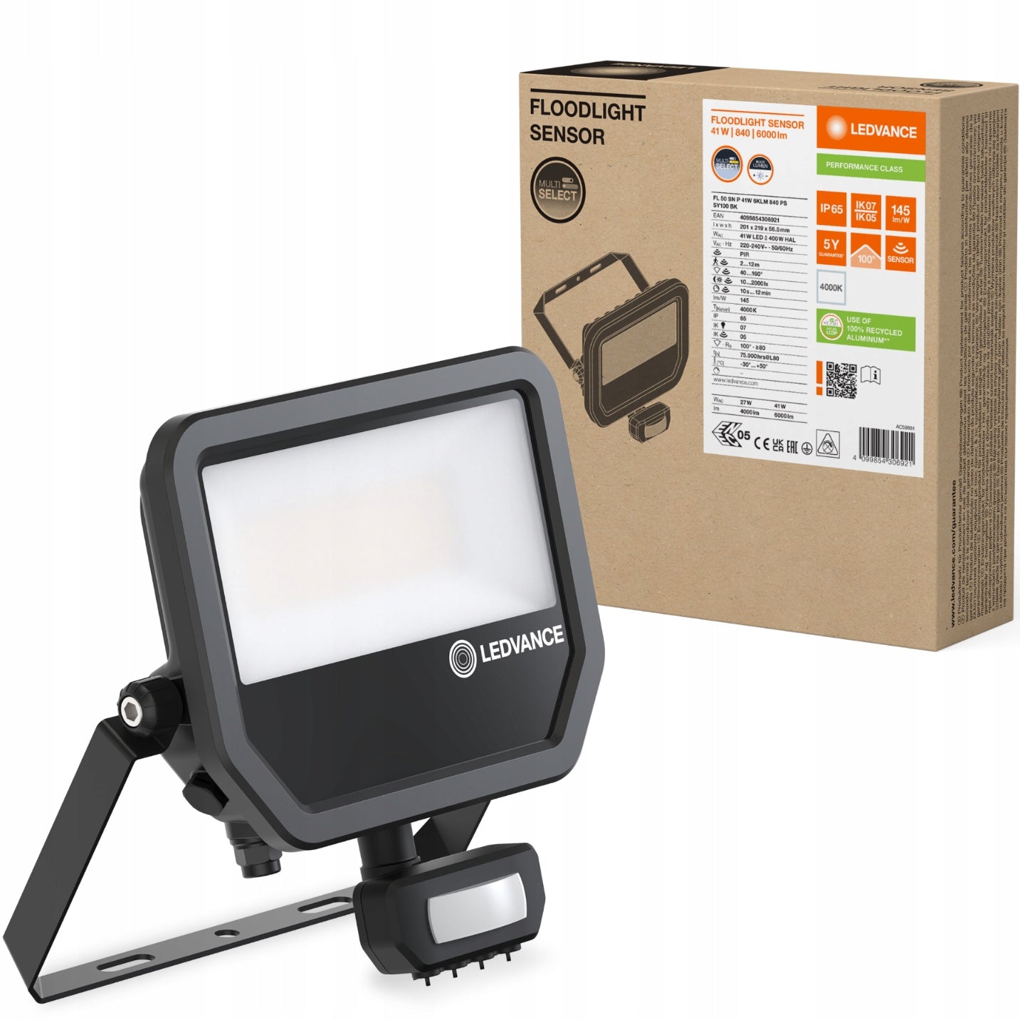 LEDVANCE LED Floodlight 41W 6000lm 4000K IP65 Motion and Twilight Sensor