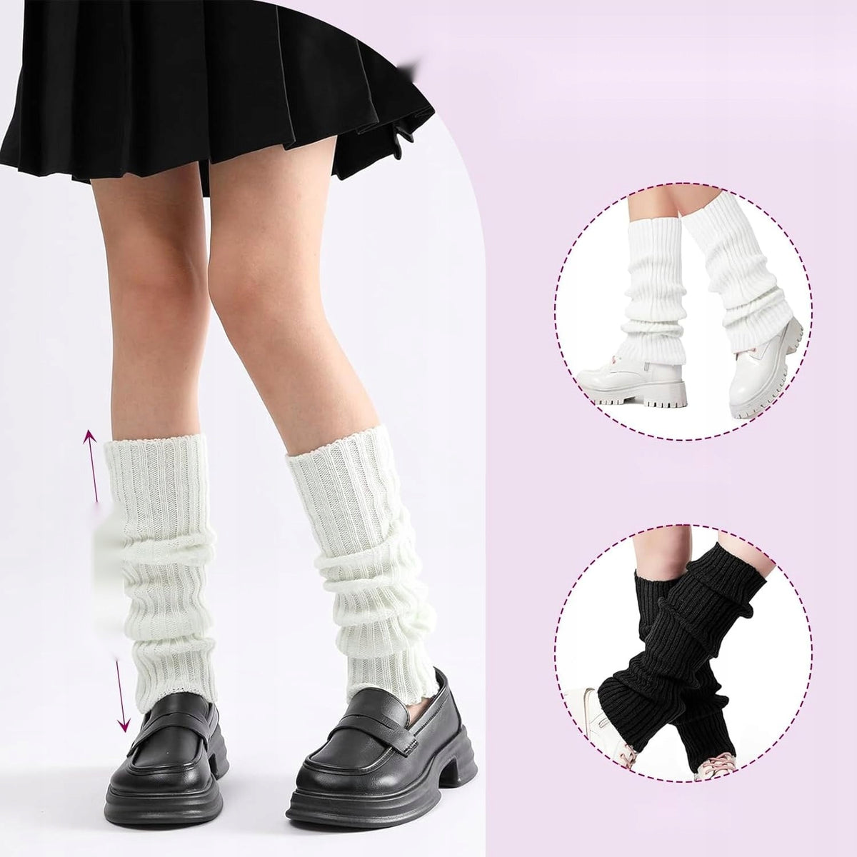 LEG WARMERS 40CM TWO PAIRS OF TIGHTS WOMEN Y2K WARM FASHIONABLE COMFORTABLE Brand no brand