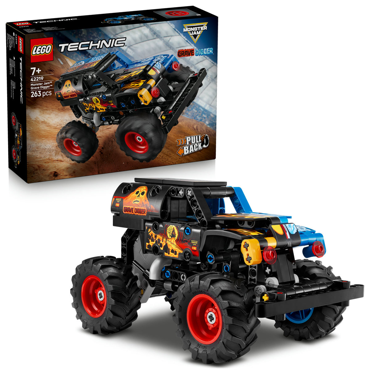 LEGO 42219 TECHNIC MONSTER JAM GRAVE DIGGER FIRE AND ICE + CATALOG IN PDF Packaging status original