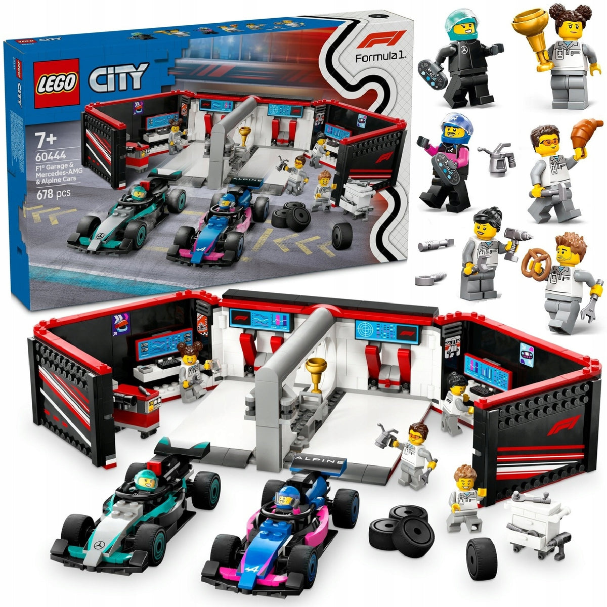 LEGO CITY 60444 F1 GARAGE AND CARS MERCEDES-AMG AND ALPINE +CATALOGUE LEGO IN PDF