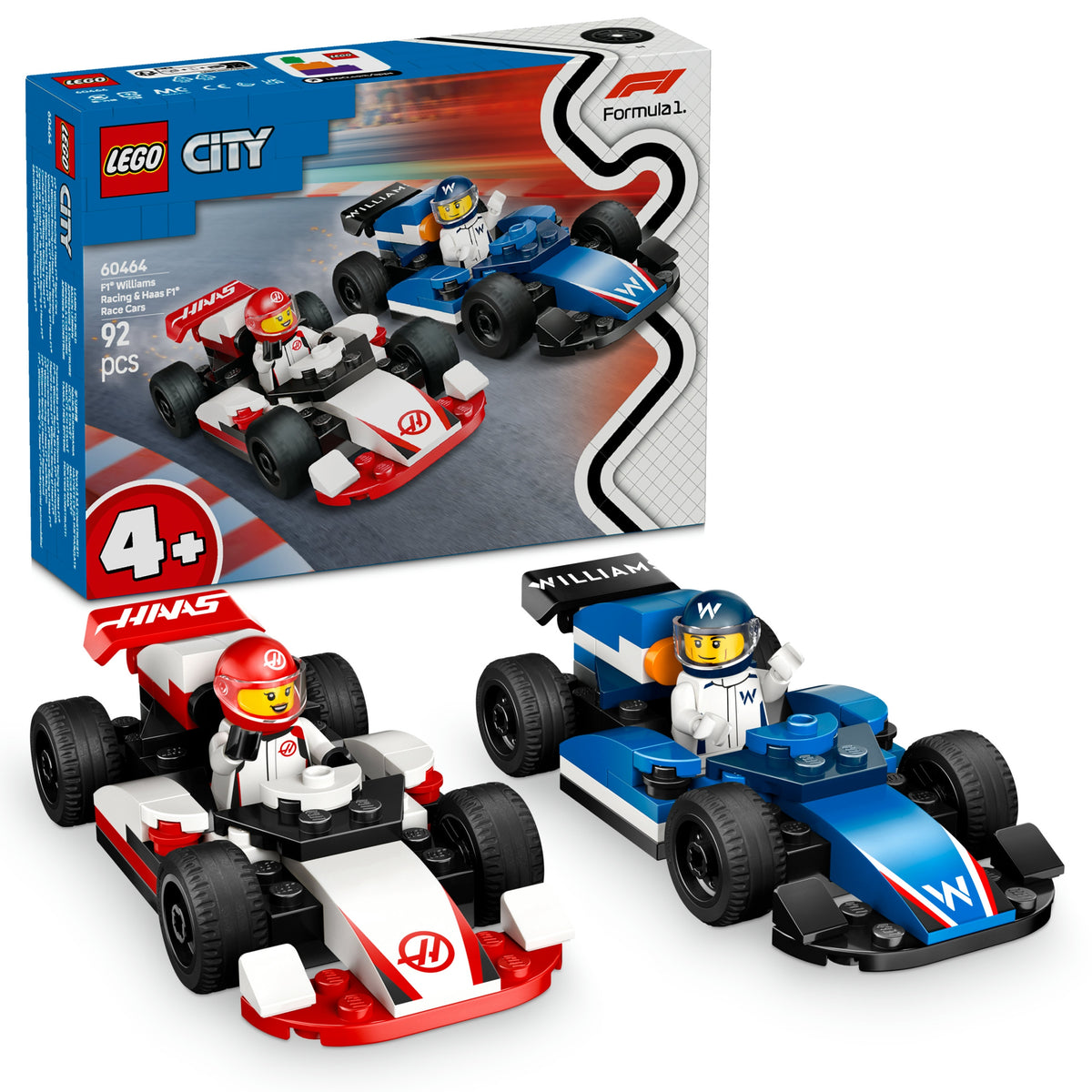 LEGO CITY F1 CARS WILLIAMS RACING AND HAAS F1 60464 + PDF CATALOGUE Brand LEGO