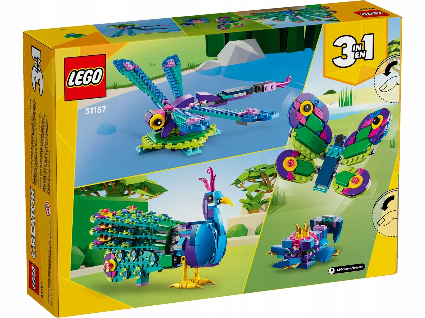 LEGO CREATOR 31157 EXOTIC PEACOCK DRAGONFLY BUTTERFLY Blocks 3in1 Product number 31157