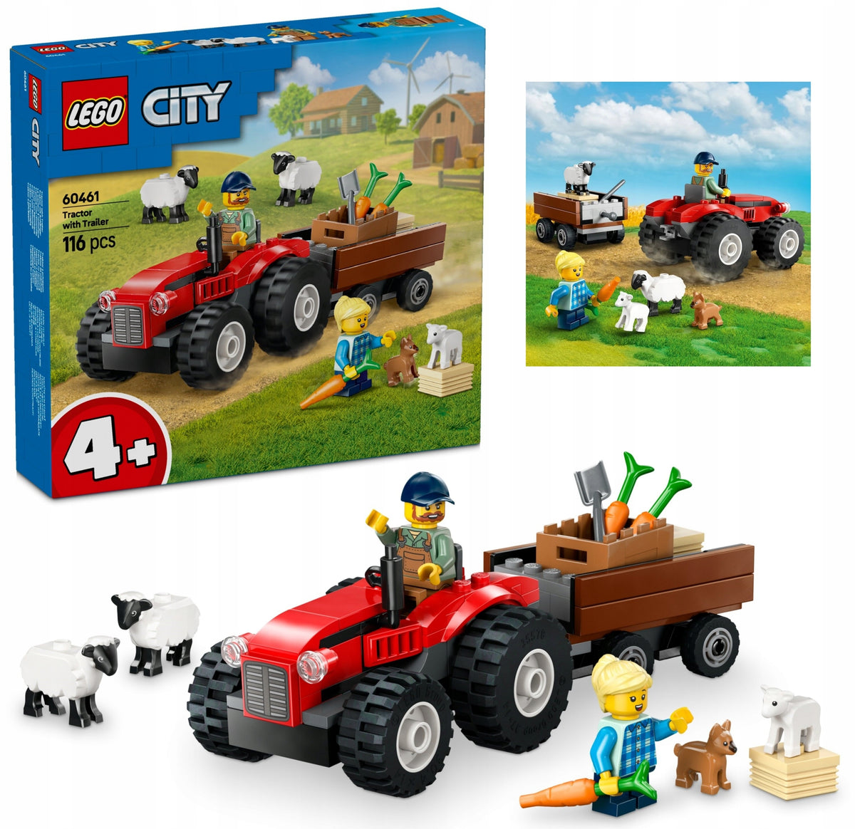 LEGO City 60461 Red tractor with trailer and sheep Gift