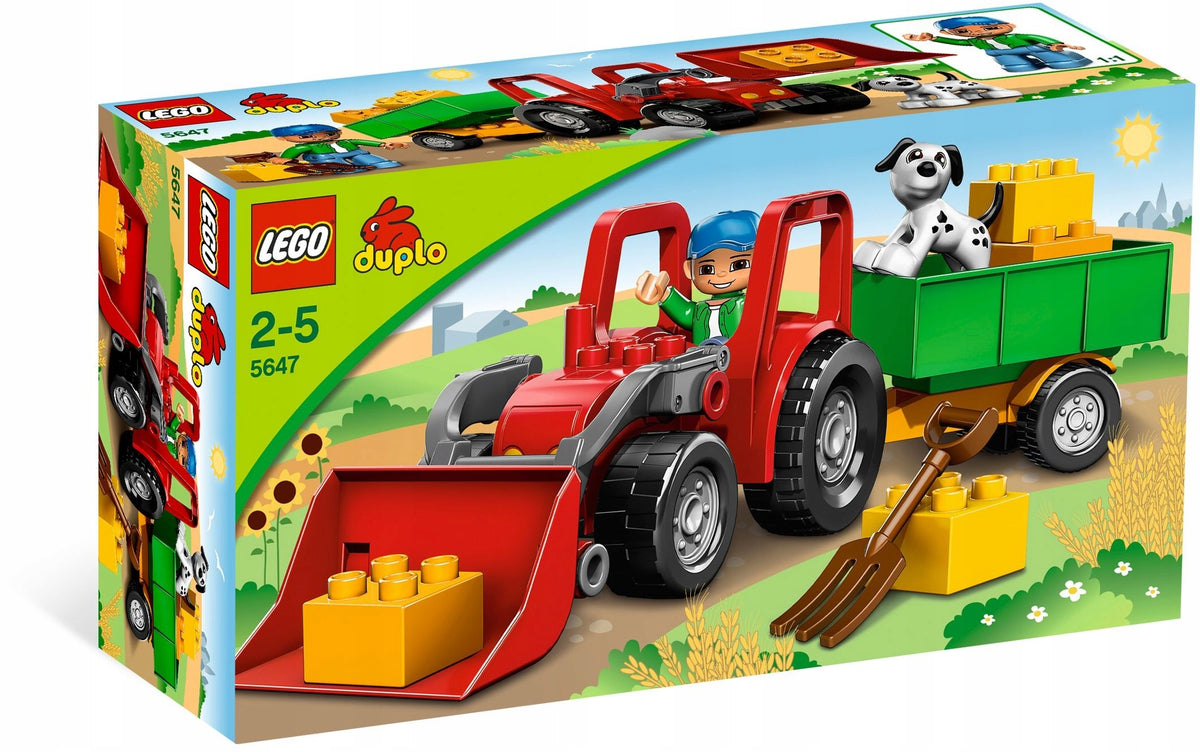 LEGO DUPLO 5647 Large Red Tractor Dog Farmer Trailer Fork Farmer