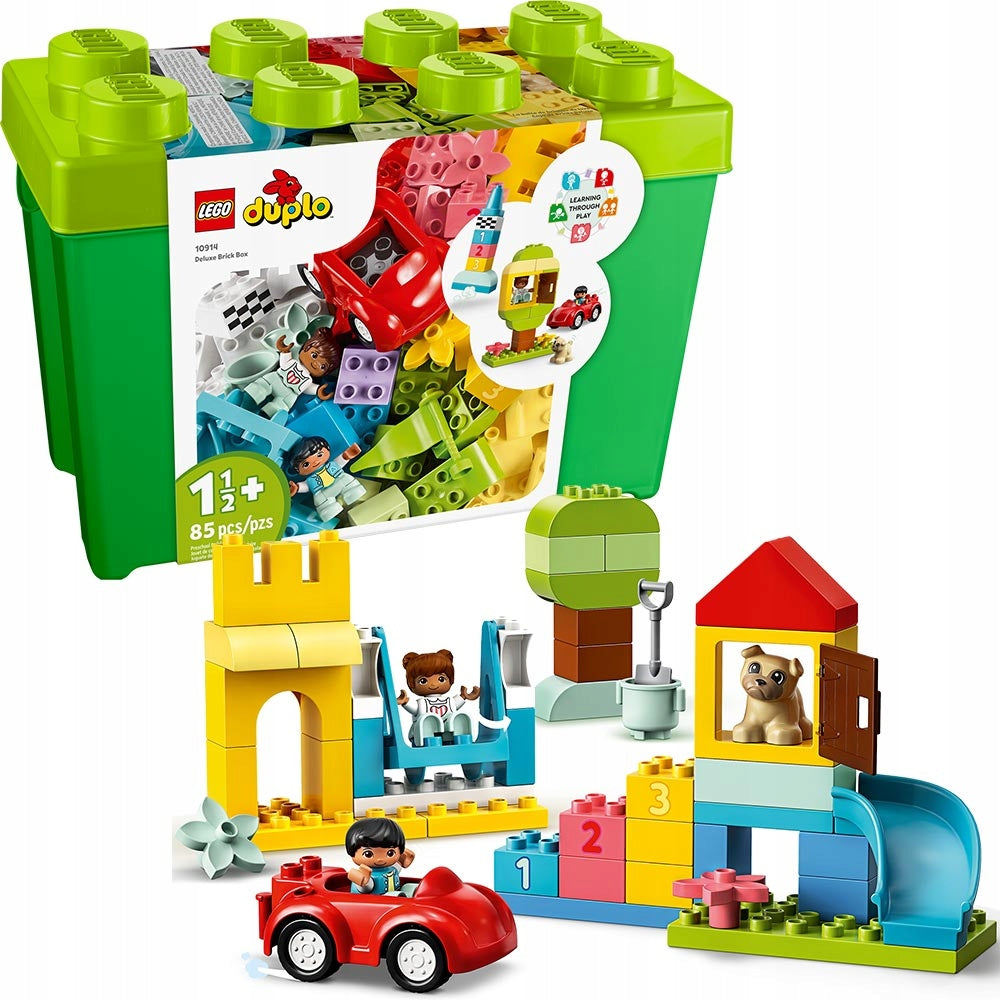 LEGO DUPLO Deluxe Brick Box 10914 Information regarding product safety and compliance To prevent possible injury from your baby becoming entangled in the toy, remove it once your baby is trying to crawl Not suitable for children under a certain age. For use under adult supervision Not suitable for children under 36 months of age Includes a toy. Adult supervision is recommended