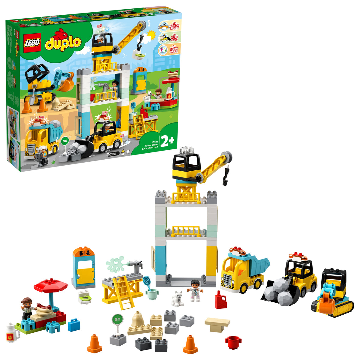 LEGO DUPLO Tower crane construction excavator 123 el. light sound for Children Product number 10933