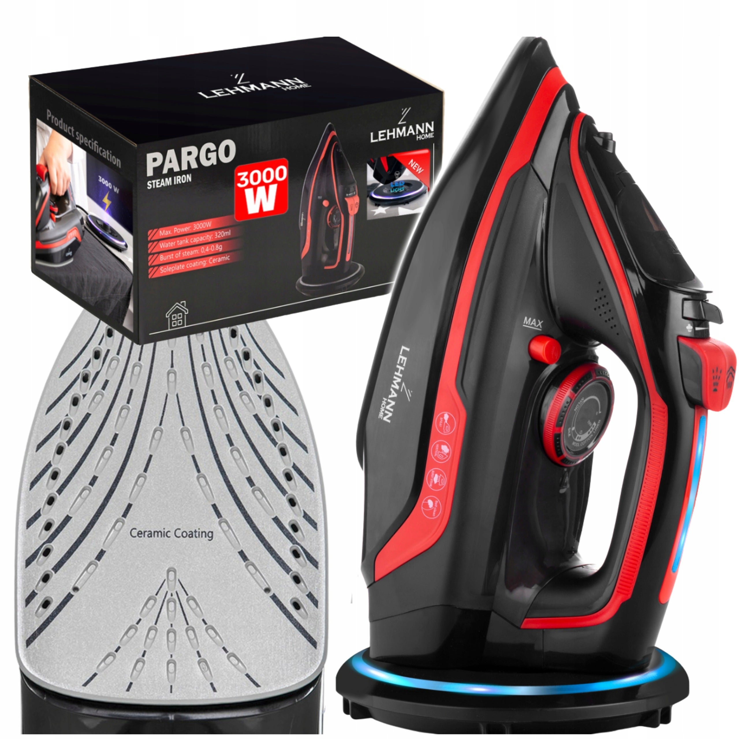 LEHMANN WIRELESS STEAM IRON 3000W CERAMIC STRONG