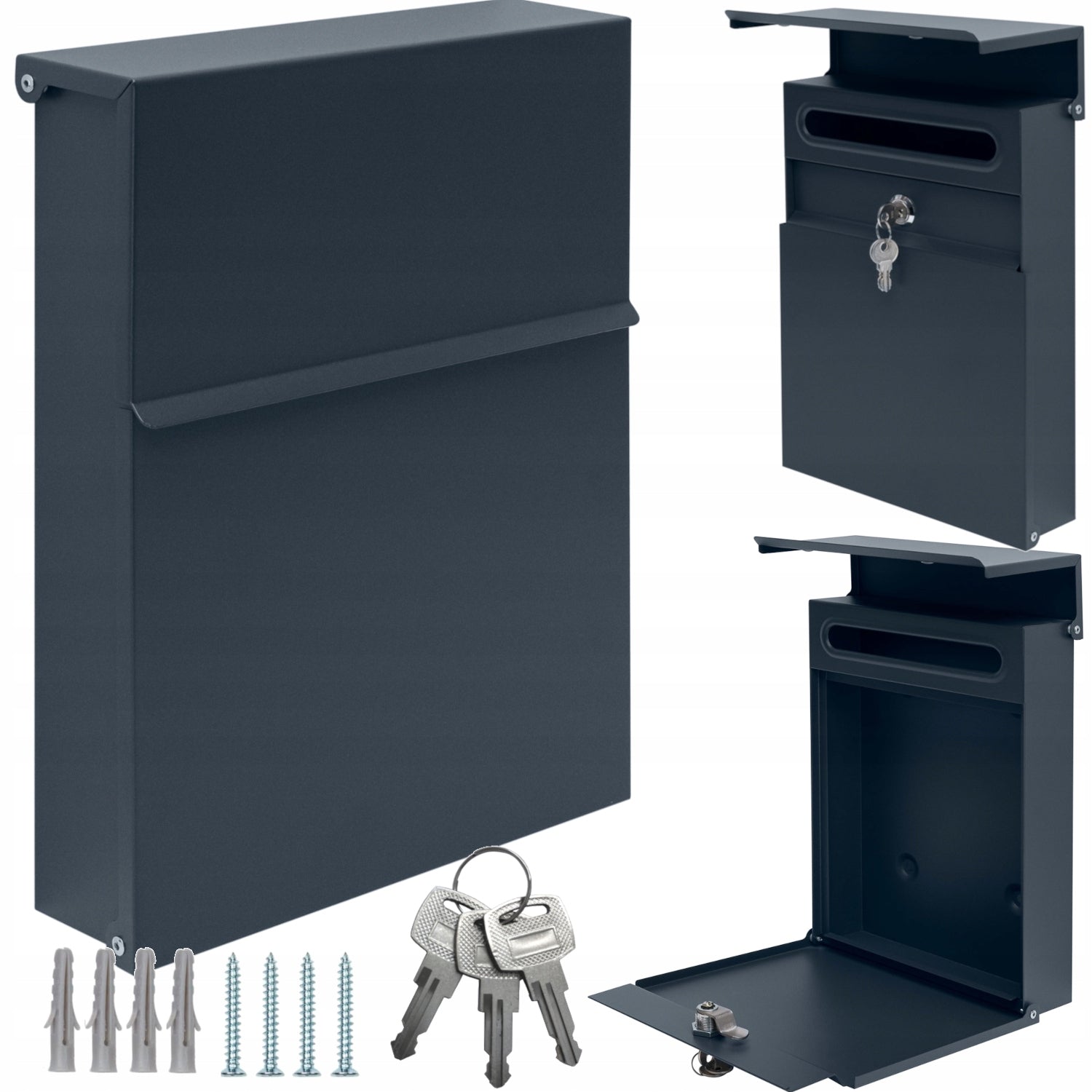 LETTERBOX ANTHRACITE MAIL MODERN GRAPHITE PREMIUM 3 KEYS