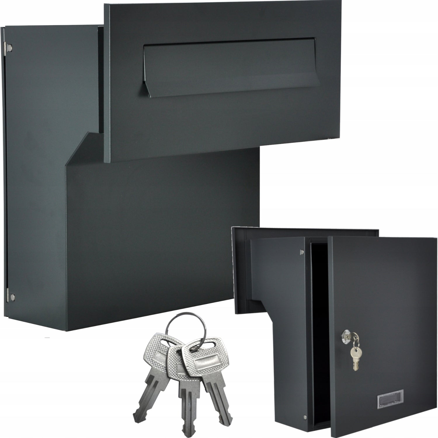 LETTERBOX FOR EMBEDDING THROUGH DOUBLE-SIDED C4 ANTHRACITE + 3 KEYS