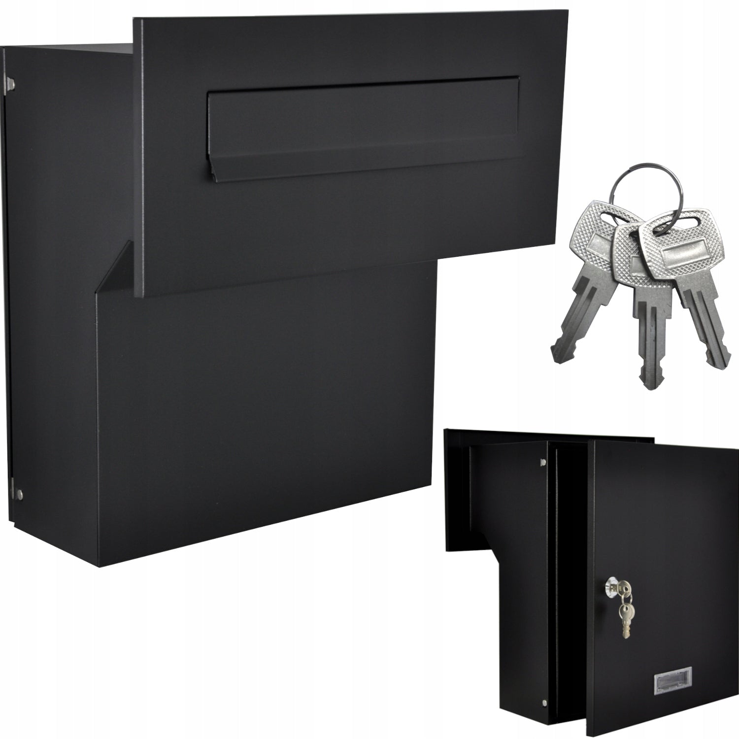 LETTERBOX FOR INSERTING BLACK SLOT + GRILLE Brand Handmet