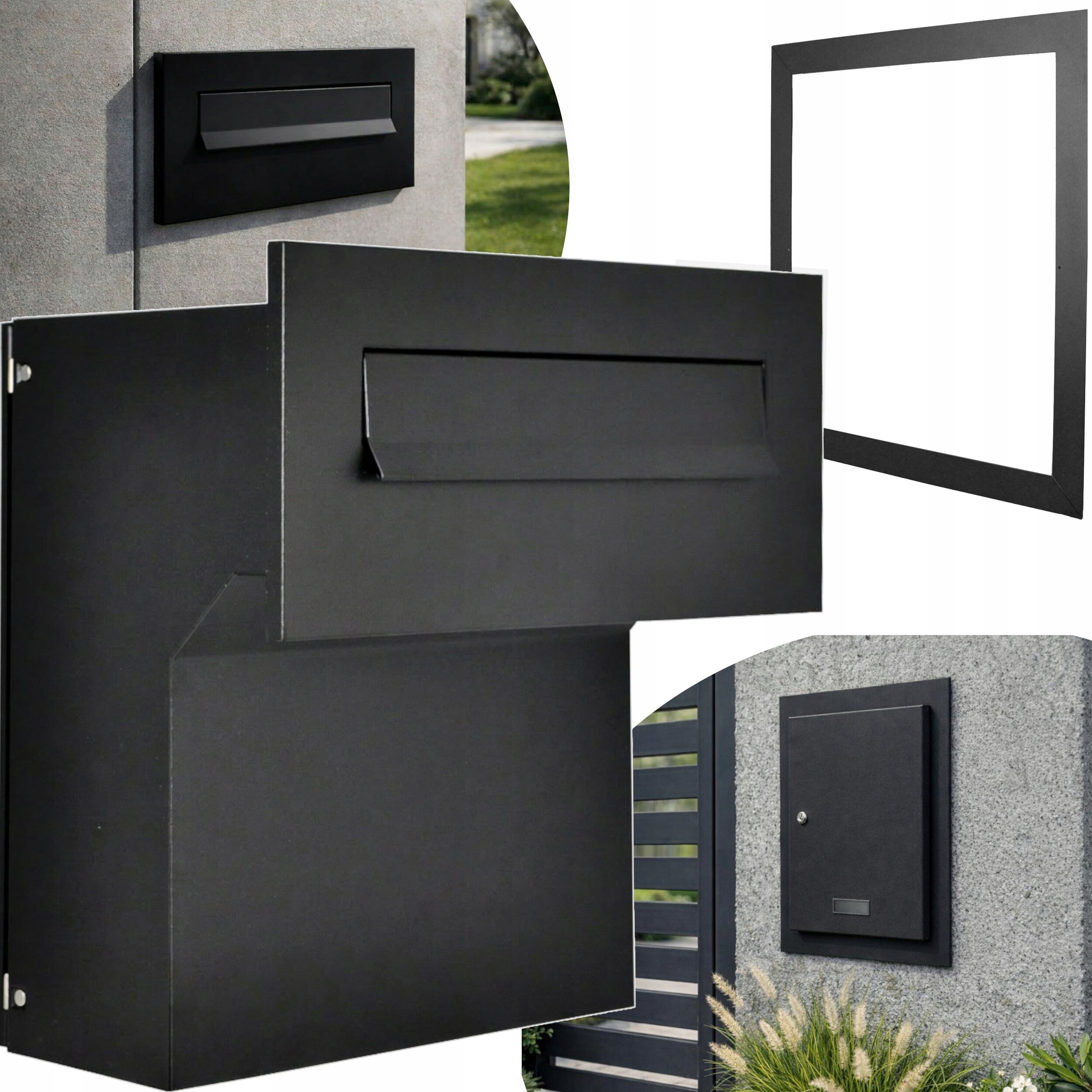 LETTERBOX FOR INSERTING BLACK SLOT + GRILLE