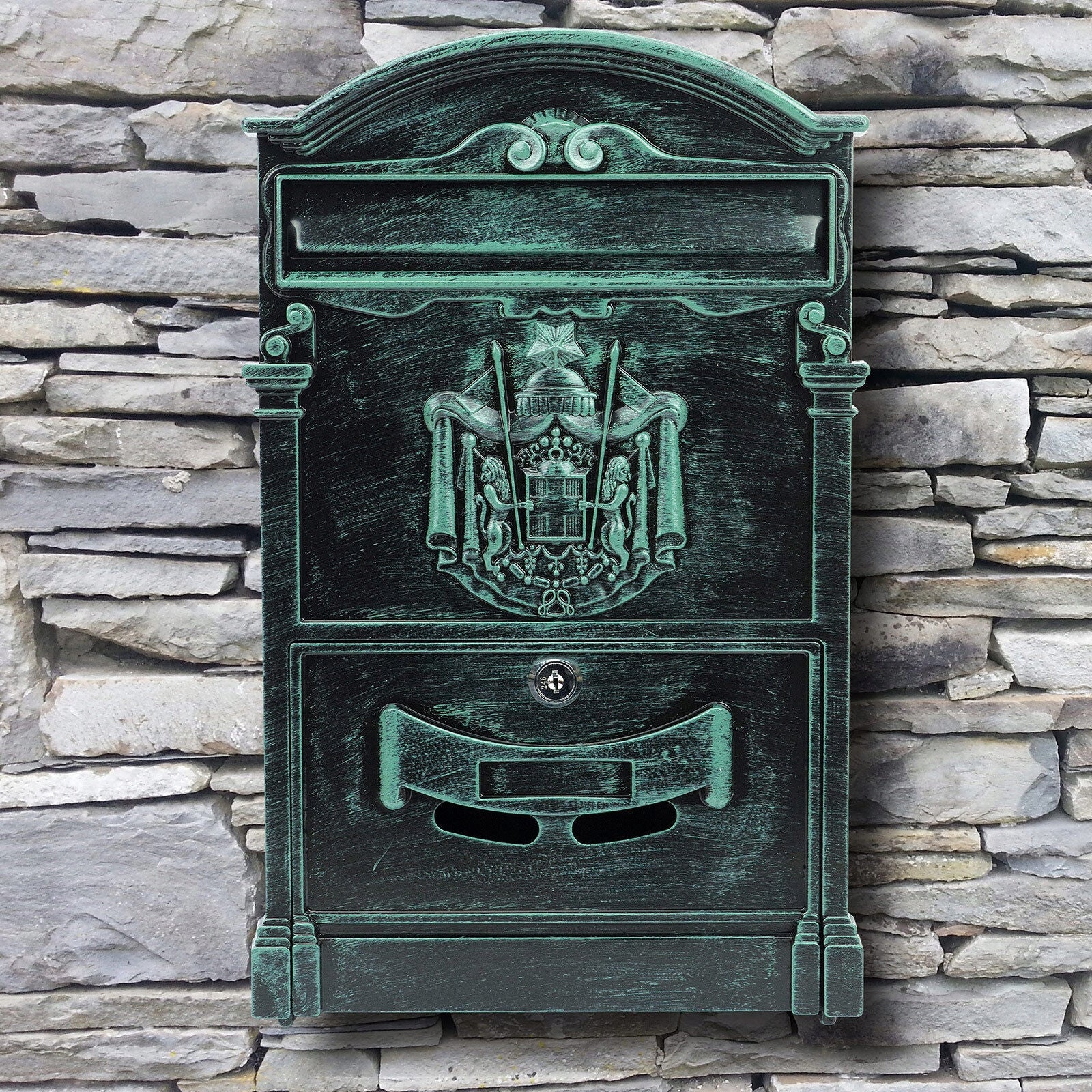 LETTERBOX MAIL LETTER NEWSPAPER RETRO ANTIQUE GREEN Manufacturer code SN3663-4