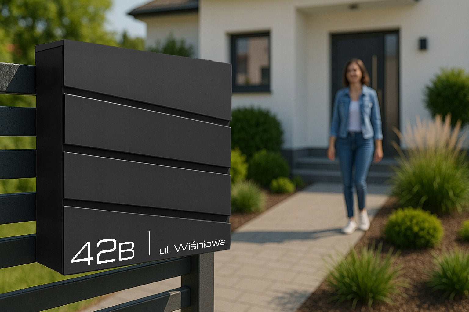 LETTERBOX WITH ADDRESS HOUSE NUMBER INSCRIPTION PRINT UV BLACK Packaging status original