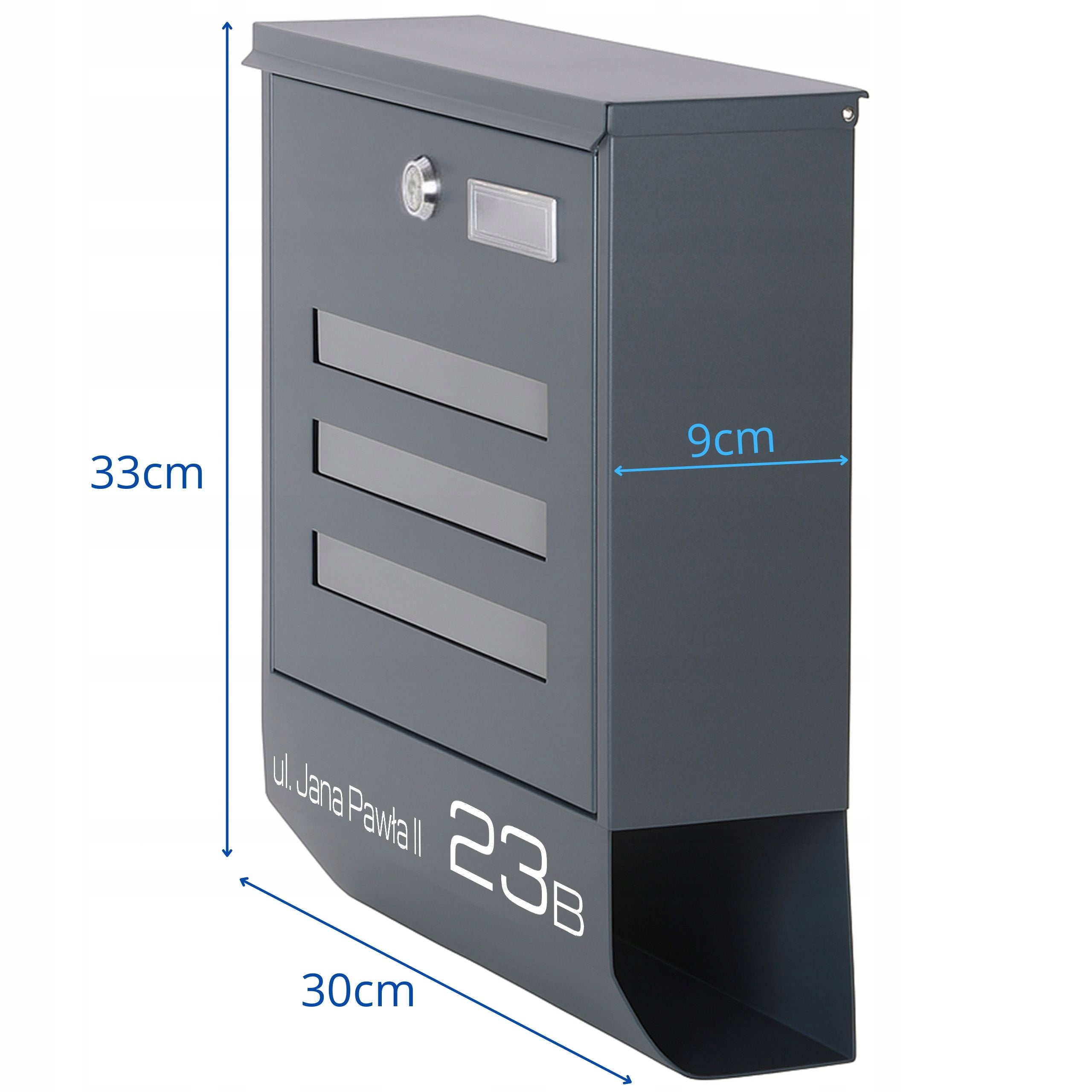 LETTERBOX WITH ADDRESS HOUSE NUMBER PRINT UV ANTHRACITE Brand Verda