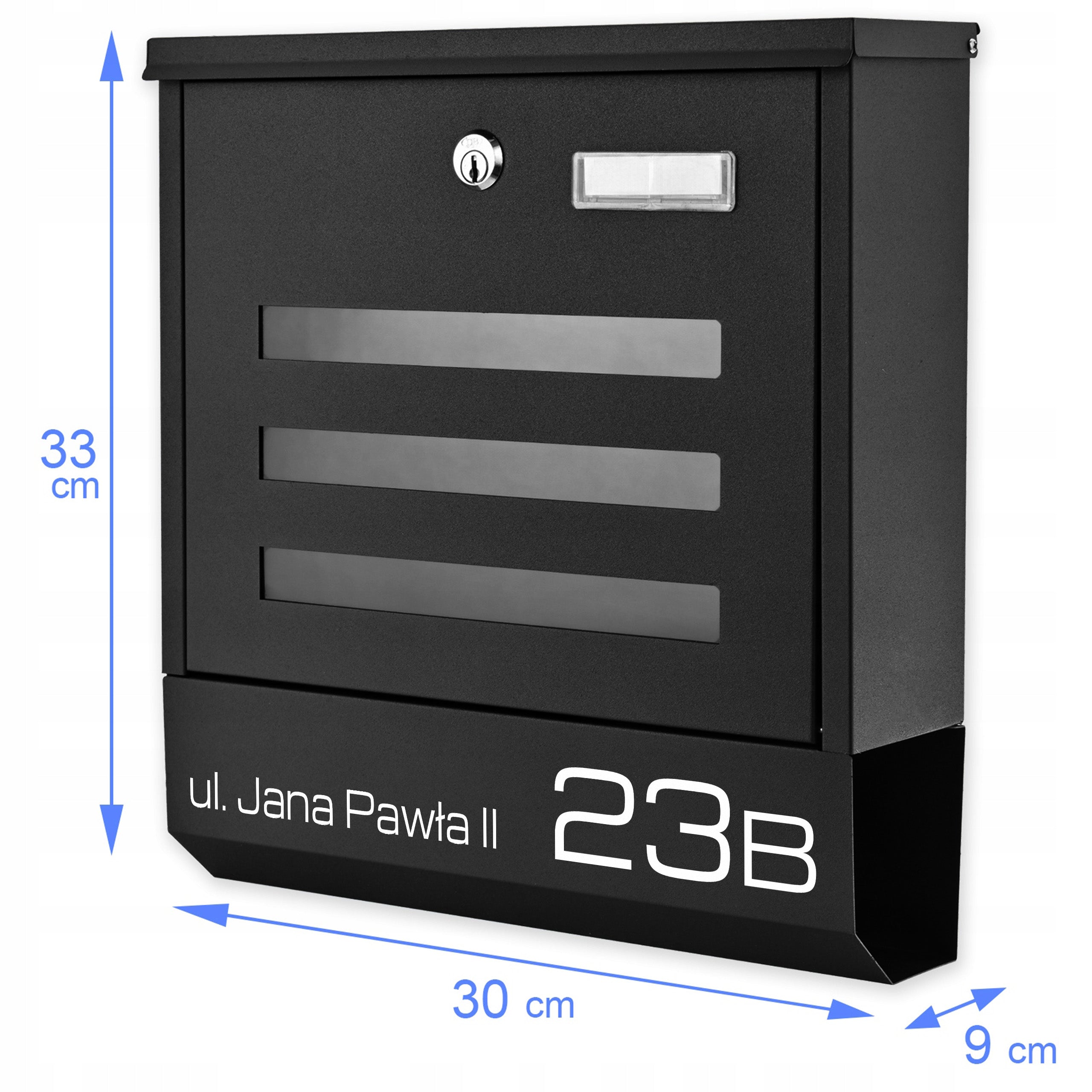 LETTERBOX WITH ADDRESS HOUSE NUMBER PRINT UV PRINT BLACK Color black