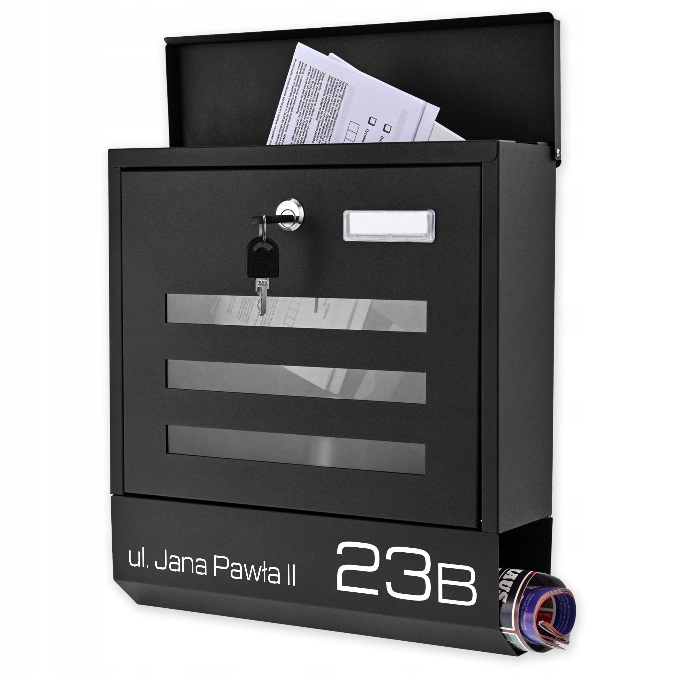 LETTERBOX WITH ADDRESS HOUSE NUMBER PRINT UV PRINT BLACK Packaging status original