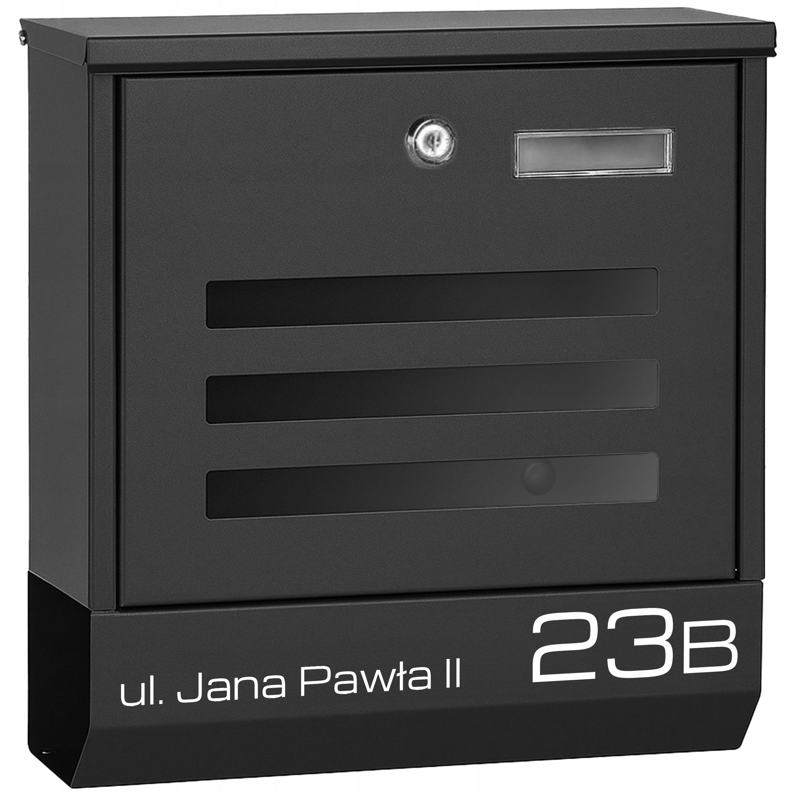LETTERBOX WITH ADDRESS HOUSE NUMBER PRINT UV PRINT BLACK