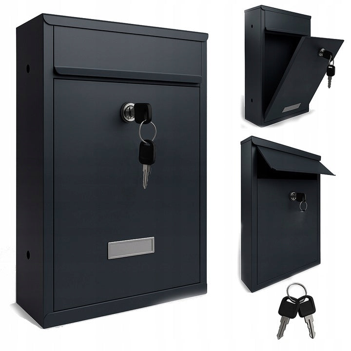 LETTERBOX WITH HOUSE NUMBER POSTAL ADDRESS A4 Black PATTERNS street Packaging status original