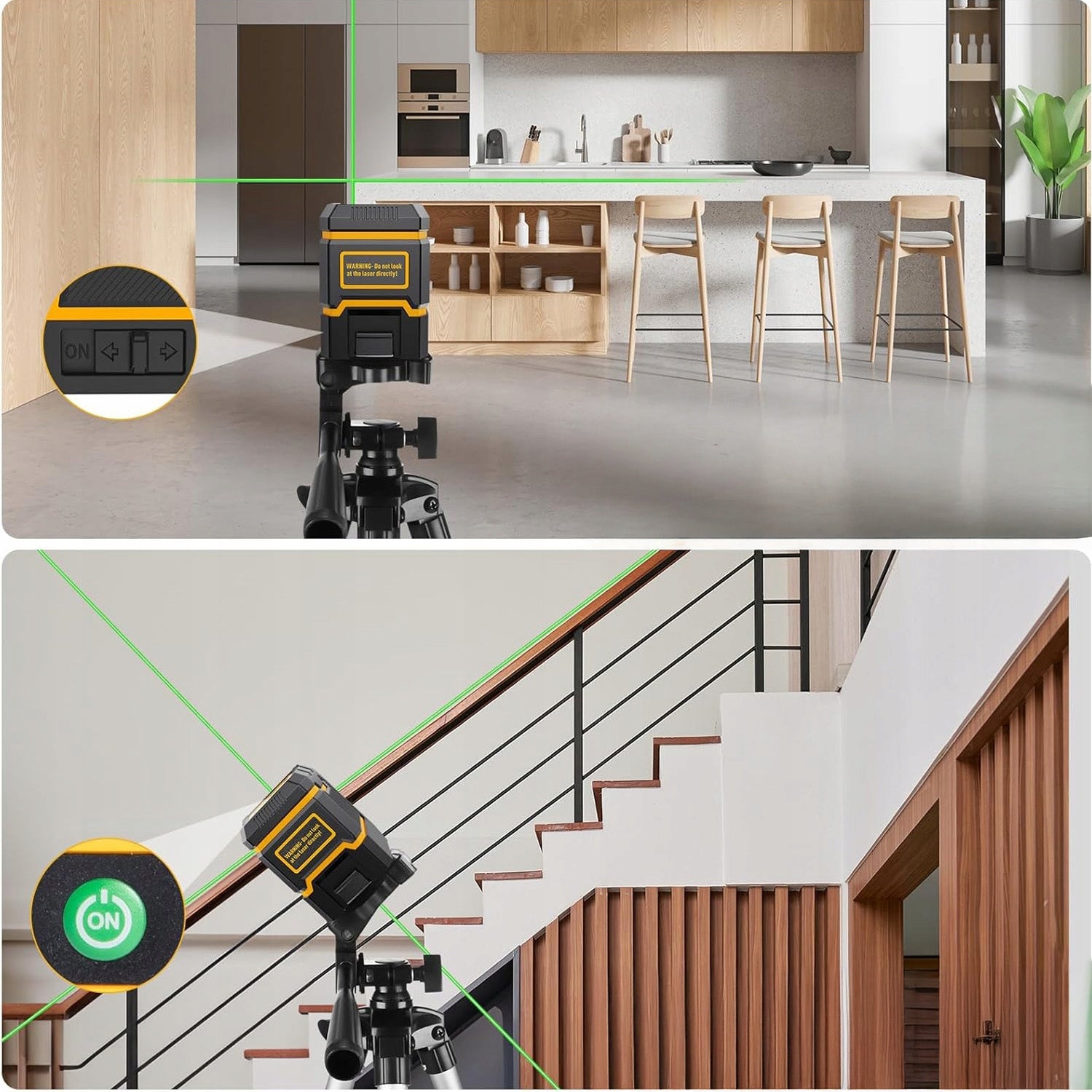 LEVEL LASER LEVEL 4D CROSS 360 LASER SET ALUMINUM TRIPOD Laser color green