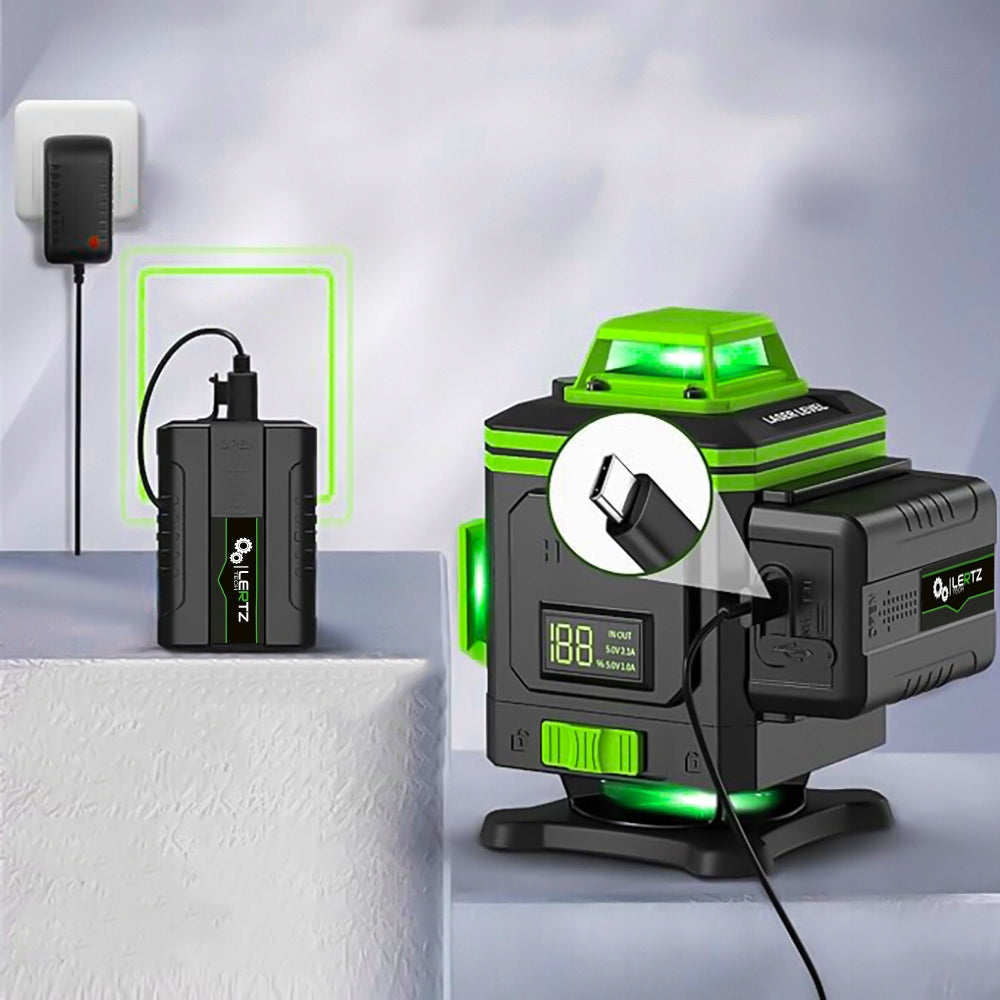 LEVEL LASER PLANE CROSS LASER 4D 360 2 x AKU 16 L GREEN Brand LERTZ