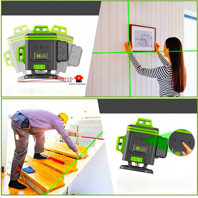 LEVEL LASER PLANE CROSS LASER 4D 360 2 x AKU 16 L GREEN Measurement accuracy (+/-) 1 mm