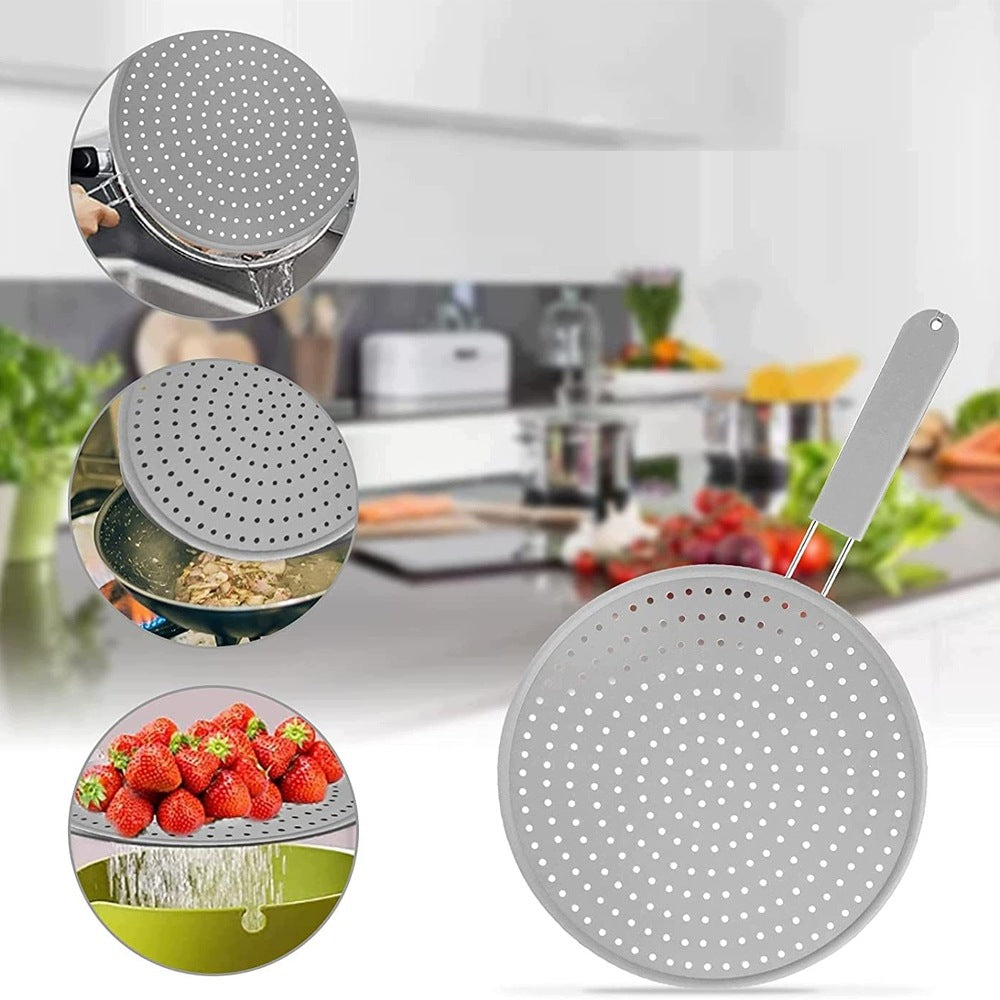 LID ANTI-SPRAY COVER PAN STRAINER WITH HANDLE Brand no brand