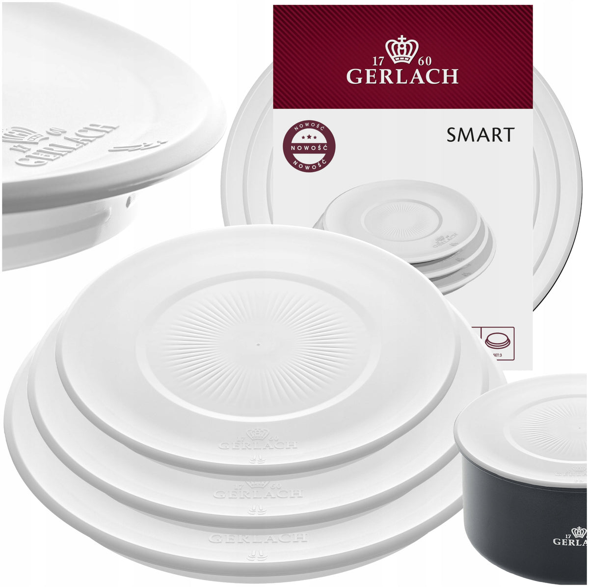 LIDS FOR STORAGE POT GERLACH SMART 3EL 16/18/20 CM WHITE