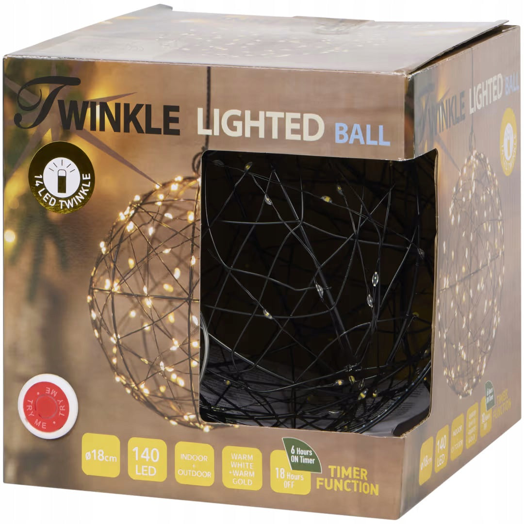 LIGHT BALL WITH LAMET Ø 18cm 140 LED DECORATION