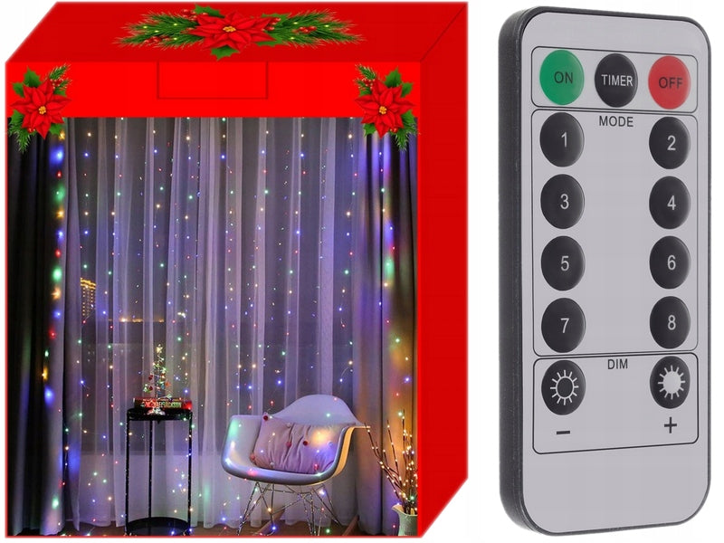 LIGHT CURTAIN MULTI 300 LED USB 3x3M + REMOTE Manufacturer code 17218 Choinkowe 300 USB Multi Świetlna