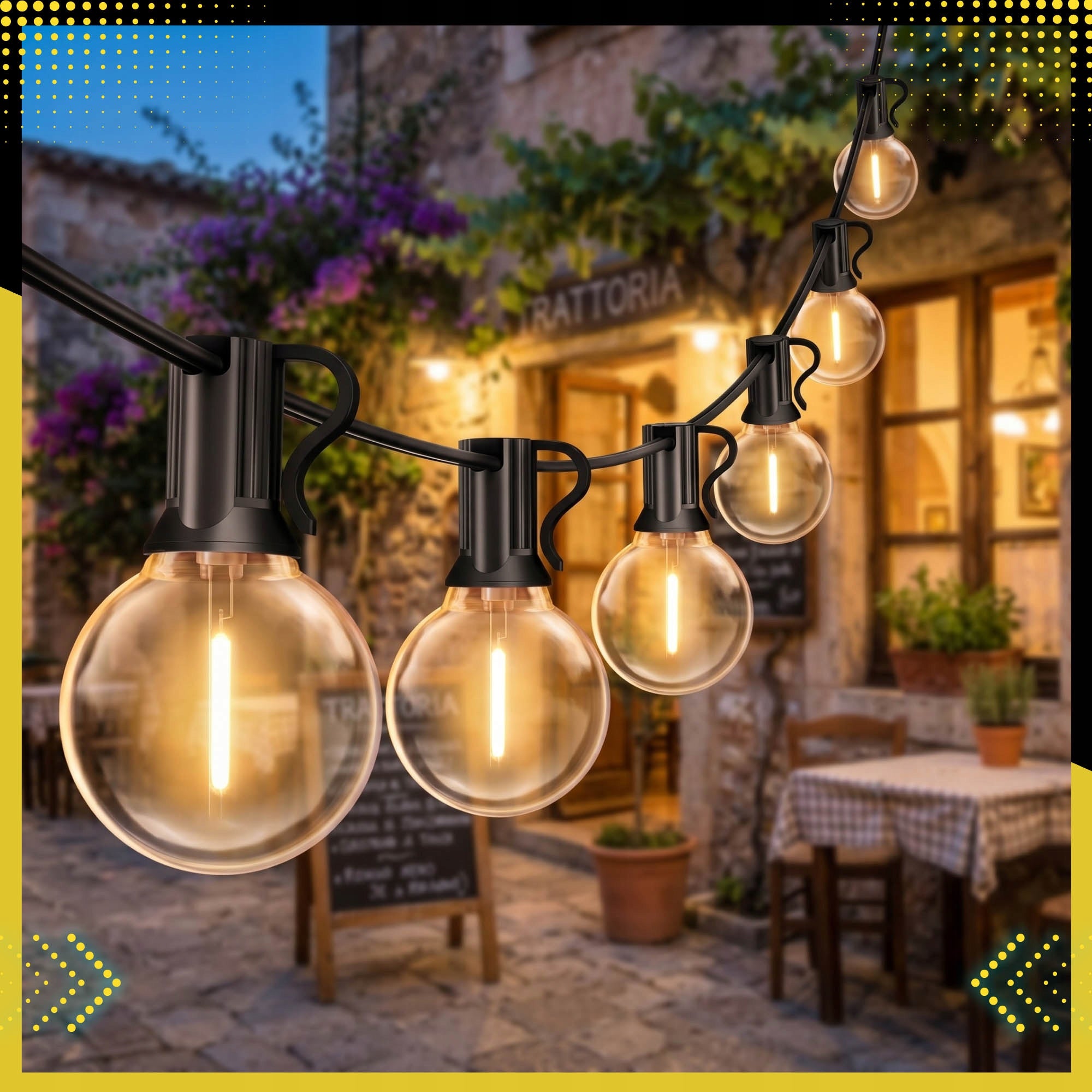 LIGHT GARLAND 10m WITH REMOTE CONTROL GARDEN 10 LED Garden Lights 230v Light color warm white