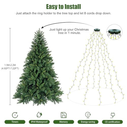 LIGHT GARLAND CHRISTMAS TREE 2M 280 LED 8 MODES TIMER WATERPROOF Christmas Manufacturer code SWC5908201377028
