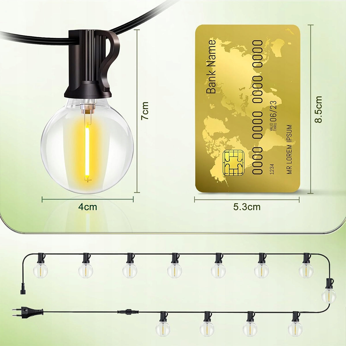 LIGHT GARLAND Garden Lights for Garden 10m METERS 12LED IP44 Length 7 cm