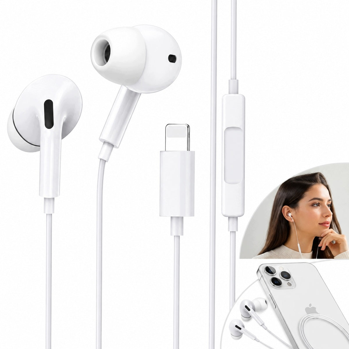 LIGHTNING MFI WIRED HEADPHONES WITH MICROPHONE FOR IPHONE