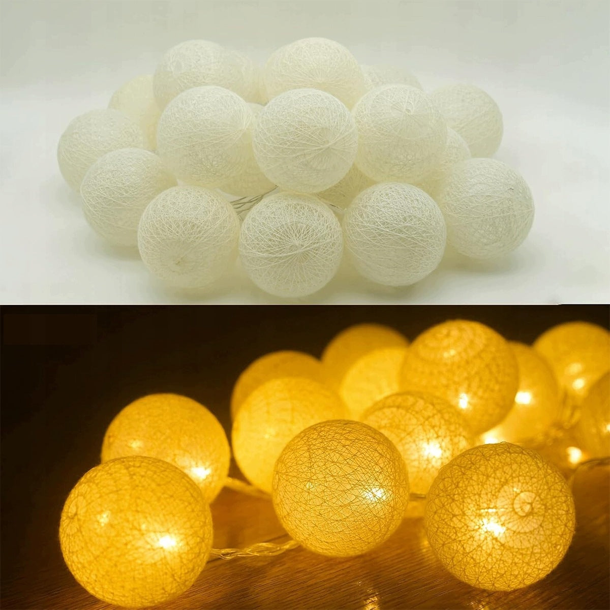 LIGHTS BALLS COTTON BALLS 20LED LAMPS 6CM GARLAND GLOWING 3.8M WITH REMOTE CONTROL Brand no brand