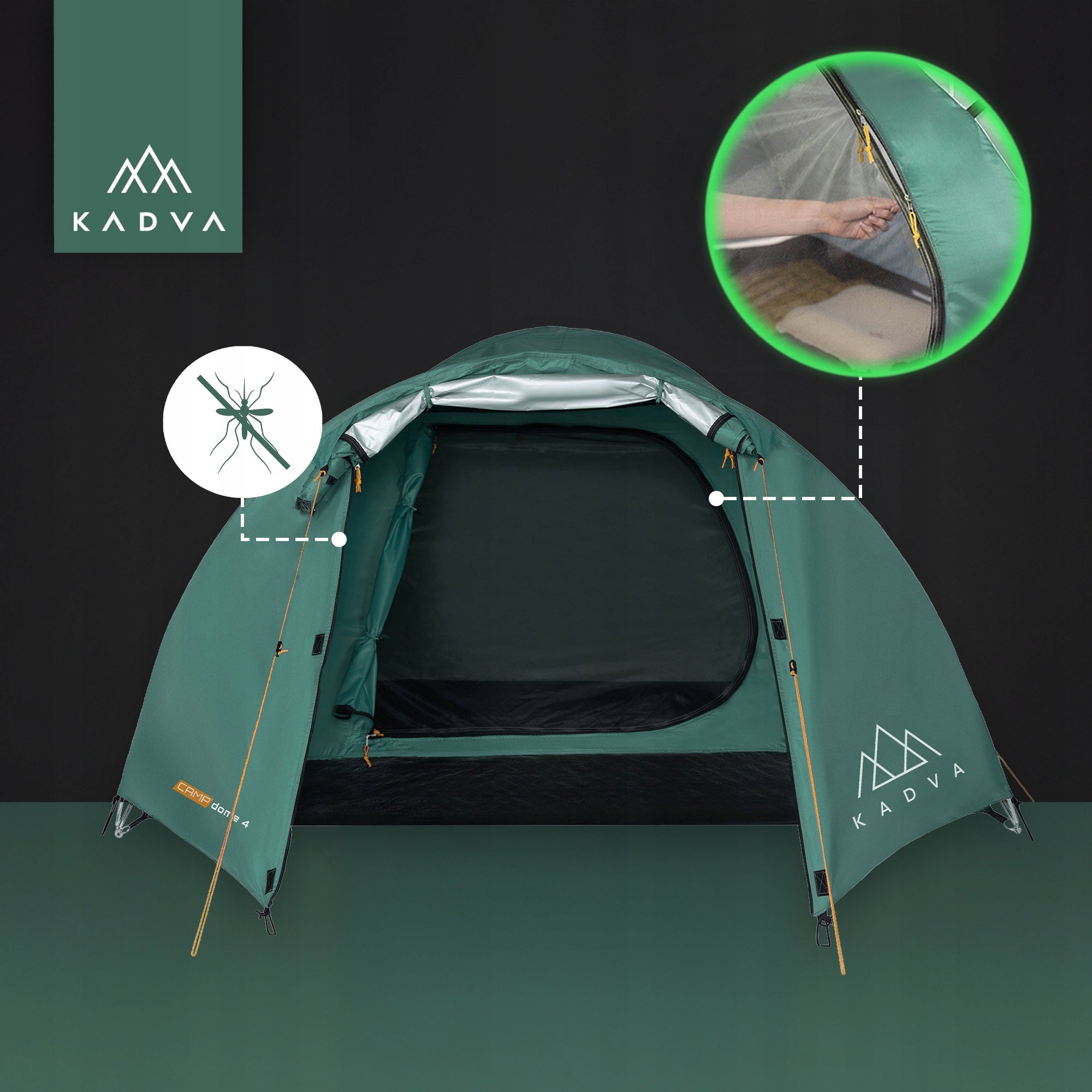LIGHTWEIGHT 4 SEATER CAMPING TENT KADVA CAMPdome HIKING WATERPROOF Waterproofness 3000 mm
