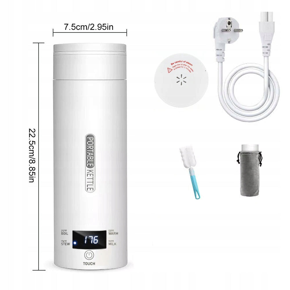 LIGHTWEIGHT MINI KETTLE THERMOS ELECTRIC TOURIST PORTABLE LCD 450ML 300W Packaging status original