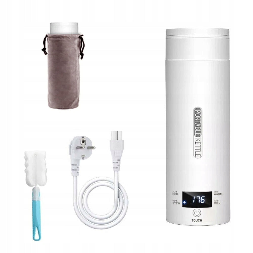 LIGHTWEIGHT MINI KETTLE THERMOS ELECTRIC TOURIST PORTABLE LCD 450ML 300W