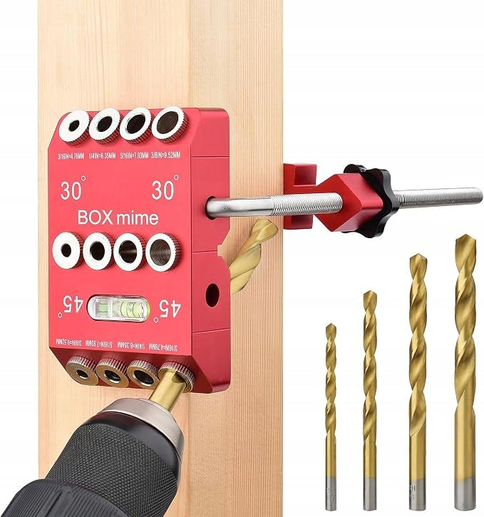 LIGHTWEIGHT POCKET HOLE DRILLING TOOL ANGLE JIG 3 IN 1 Packaging status original